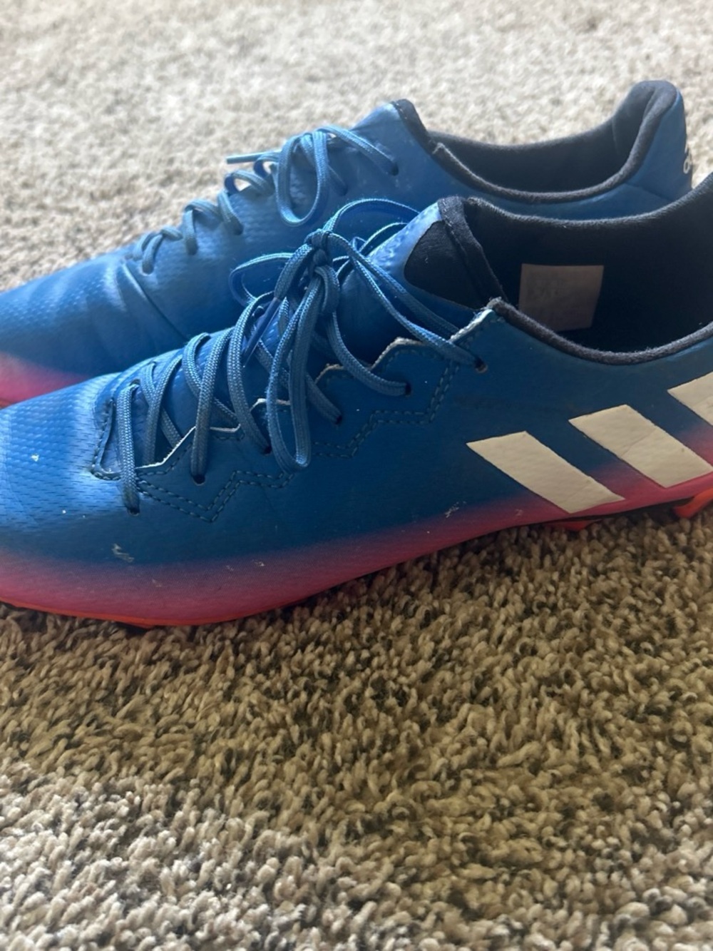 adidas Blue Soccer Cleats with Pink Gradient Sole